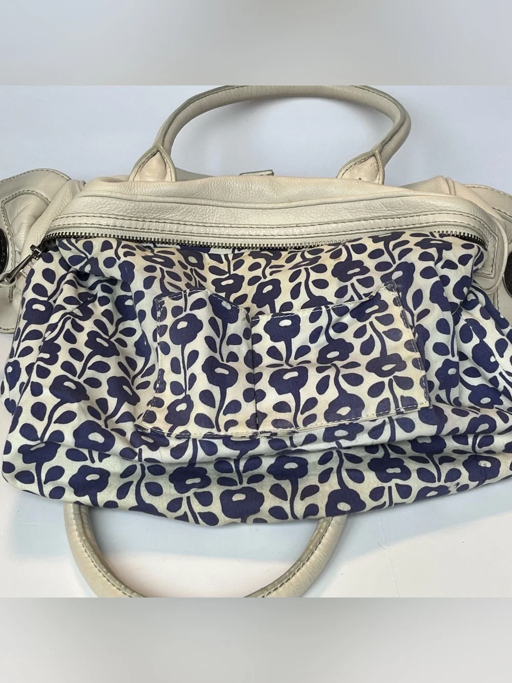 Marc by Marc Jacobs Vintage Y2K Pebbled Leather Satchel Handbag Cream Ivory